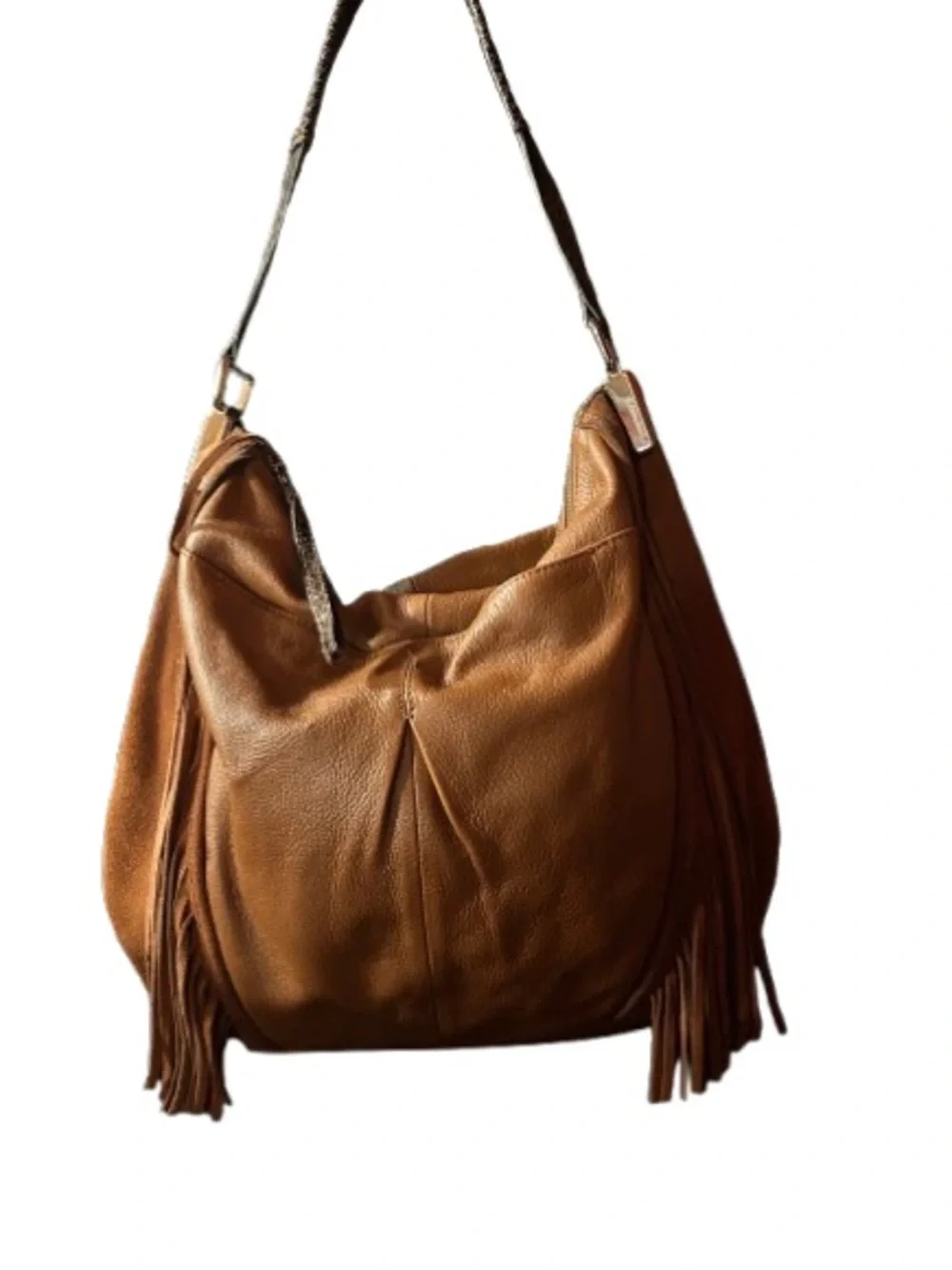 b. makowsky Brown Leather Fringe Shoulder Bag- slight western look - very cute!! - Picture 1 of 6